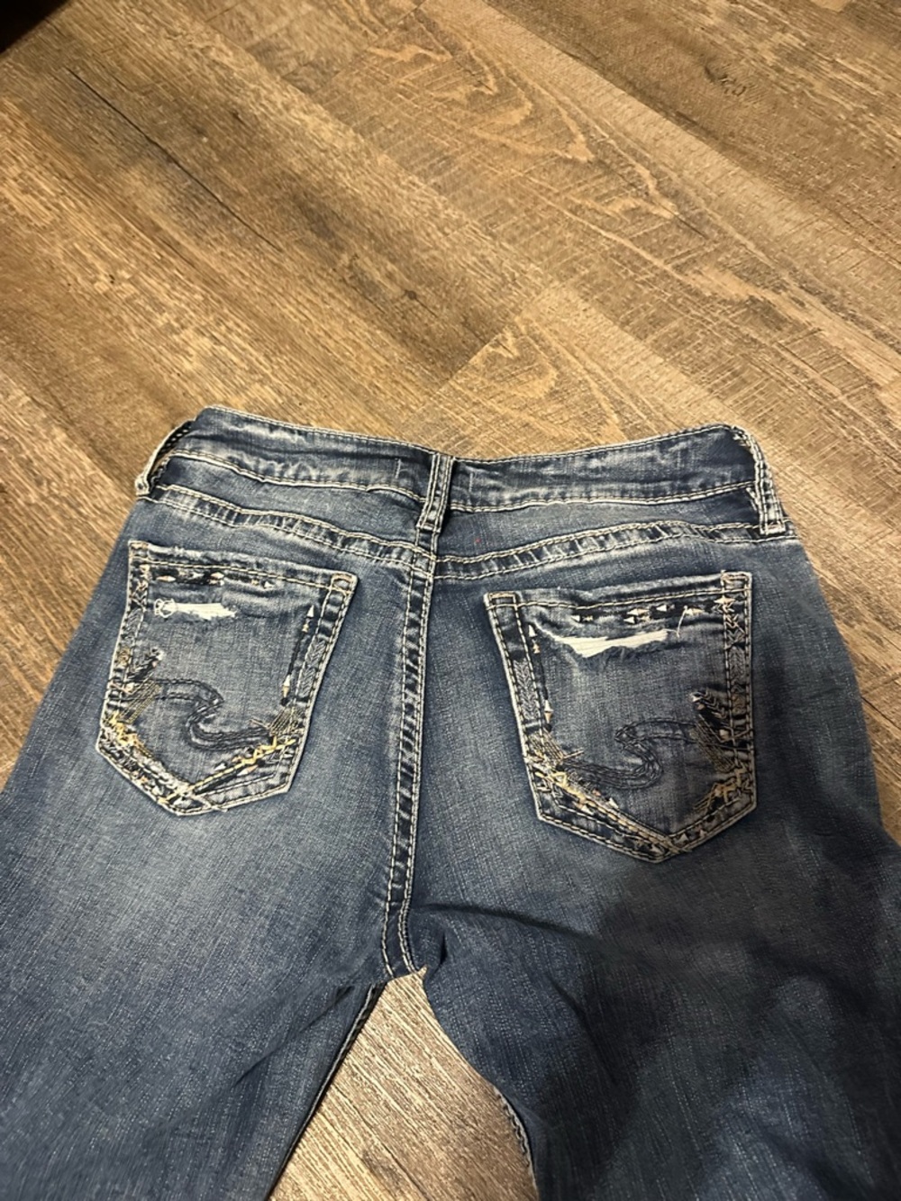 Silver Jeans Co. Womens Skinny Blue Distressed Back-Pocket Detail